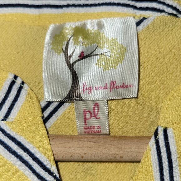 Anthropologie Fig & Flower Floral Yellow longSleeve Button Blouse Tunic Top PL - Picture 10 of 13